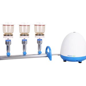 MultiVac 310-MS-A Multi-Branch Filtration system with magnetic funnels includes aluminum manifold and a water pump